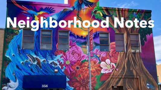 A mural with lots of colors.