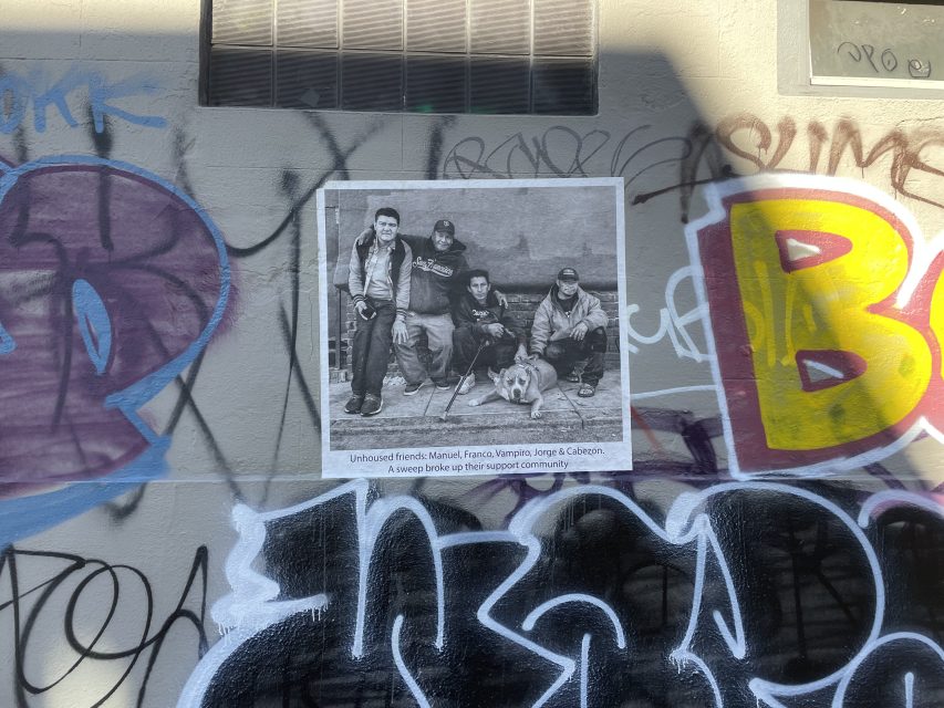 Photograph posted on a shuttered storefront