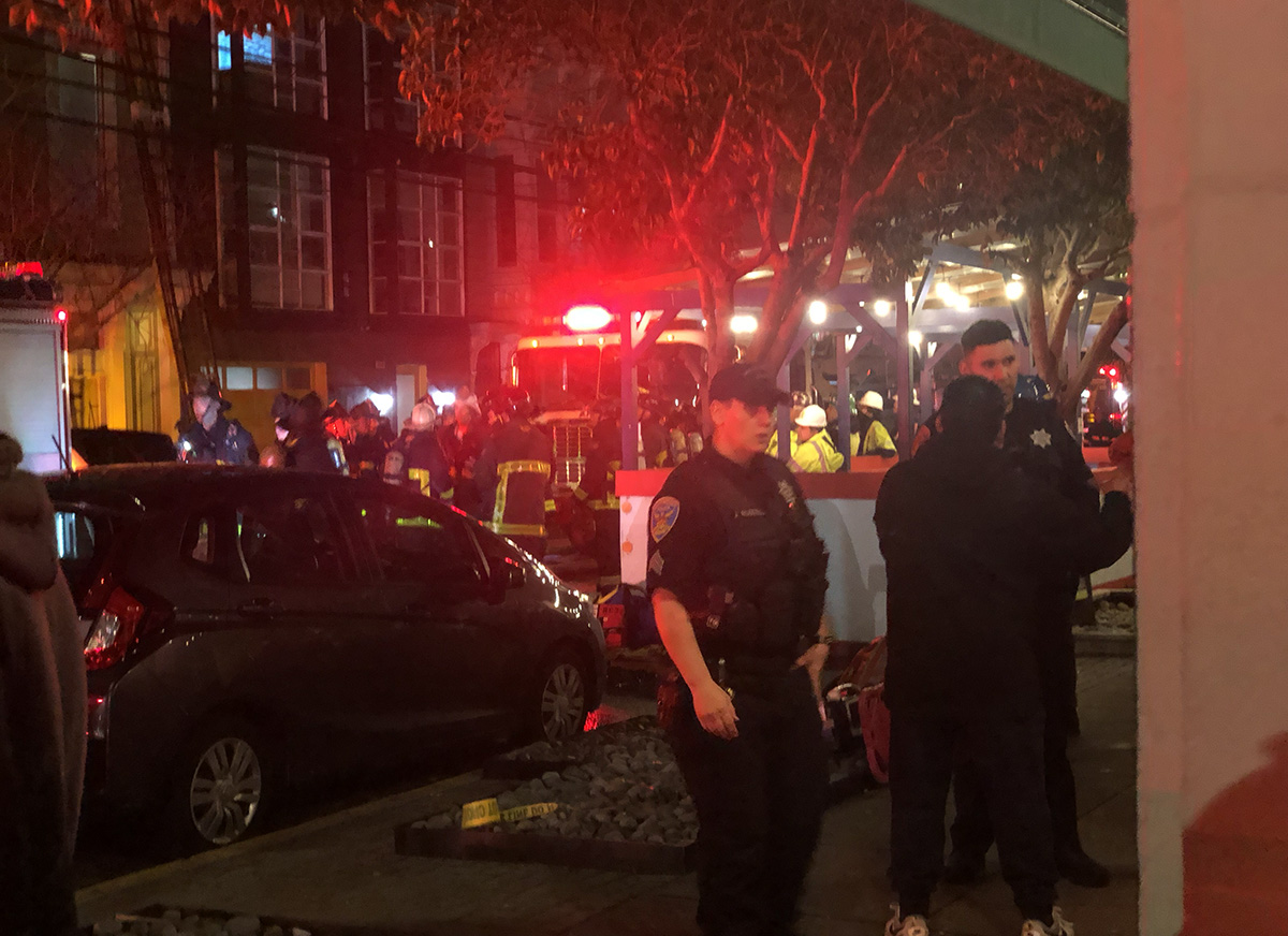 Firemen taking in the front.