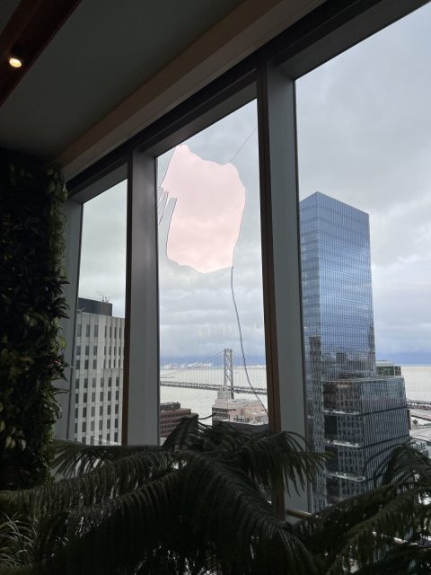 Broken windows at 350 Mission St.