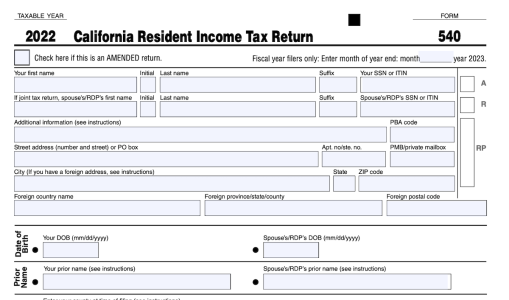 CA income tax return form.