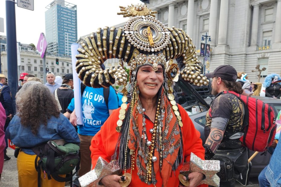 Majestic drag outfit outside City Hall.