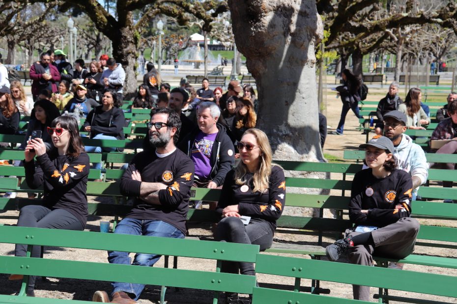 People sitting on benches