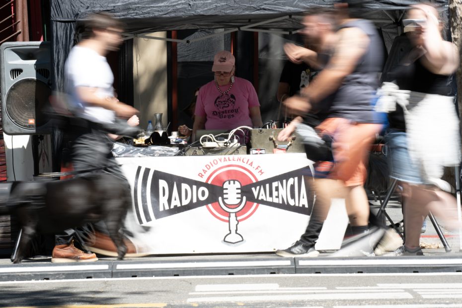 A DJ working on the street.