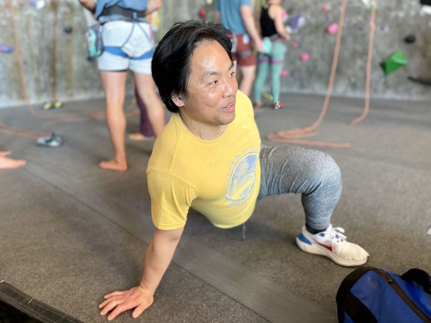 A person who's stretching