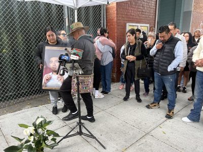 Killed teen Damien Gonzalez is celebrated by a teary-eyed, mourning family at a press conference outside the Mission Recreation Center.