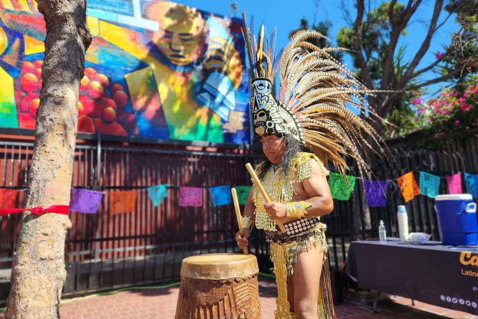 A traditional drummer on the 24th and Mission plaza.