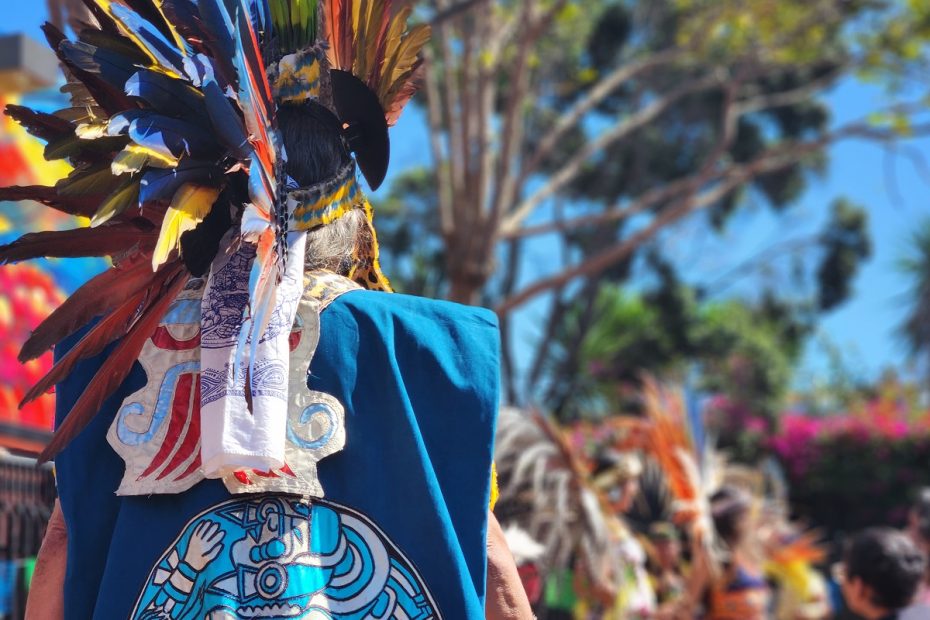 A traditional dancer on the 24th and Mission plaza.