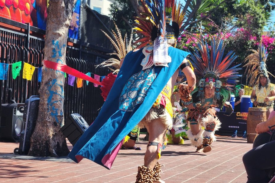Traditional dancers on the 24th and Mission plaza.