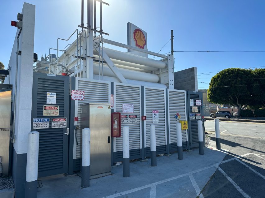 A gas station on the side of the road.