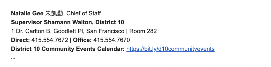 Natalie Gee's work email signature