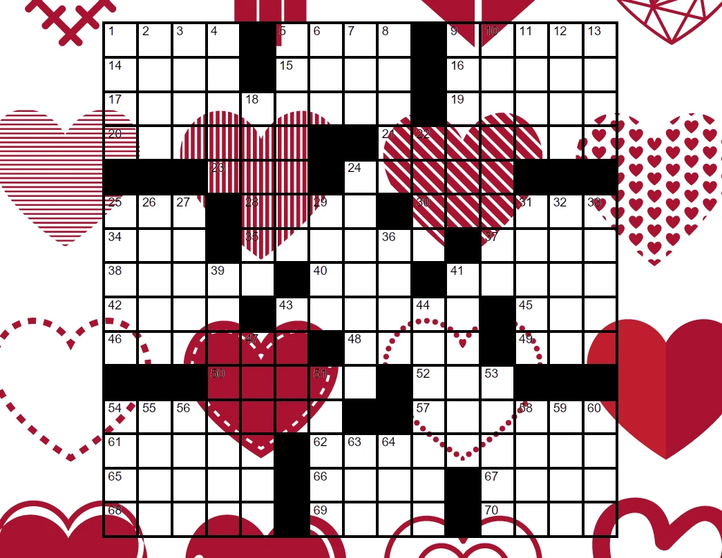 Happy valentine's day! play our crossword.