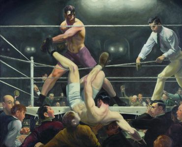 George Bellows' portrait of the Dempsey-Firpo fight, 1923, used to illustrate the moderate-on-moderate competition in the mayoral race.
