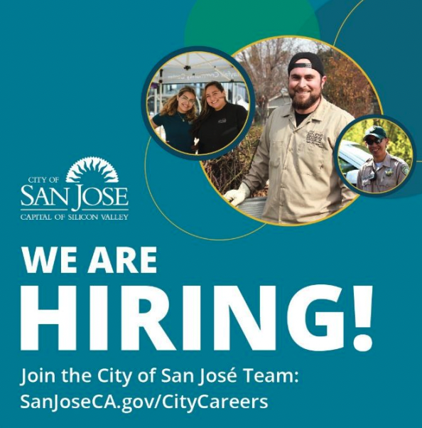 City of san josé employment advertisement featuring diverse team members.