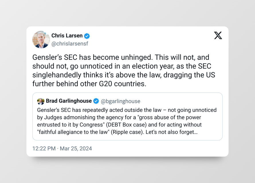 A screenshot of a twitter conversation showing a critical response to regulatory actions during an election year.